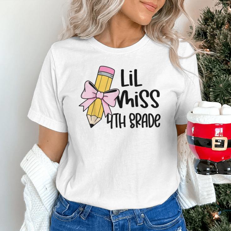 Lil Miss 4th Grade Coquette Bow Pencil Back To School Girls Unisex T-Shirt