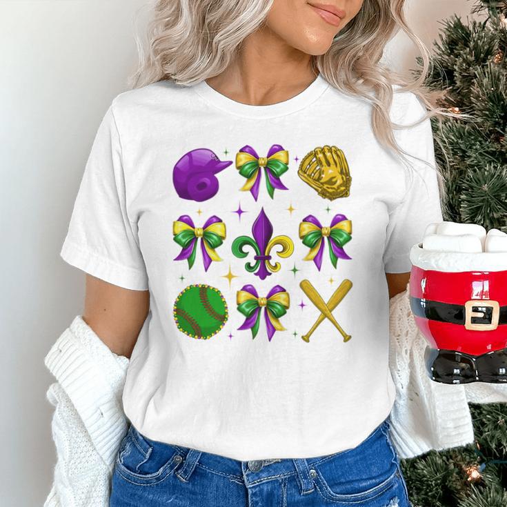Mardi Gras Baseball Coquette Bow Fat Tuesday Parade Girls Unisex T-Shirt Mardi Gras Baseball Coquette Bow Fat Tuesday Parade Girls Unisex T-Shirt