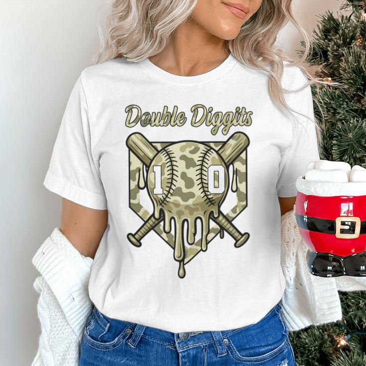 Old School Camo Baseball Drip Double Digits 10th Birthday Unisex T-Shirt