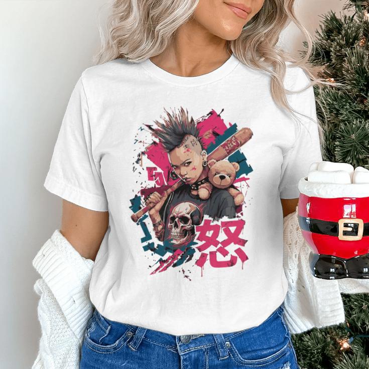 Punk Girl With Anger Kanji And Baseball Bat Unisex T-Shirt