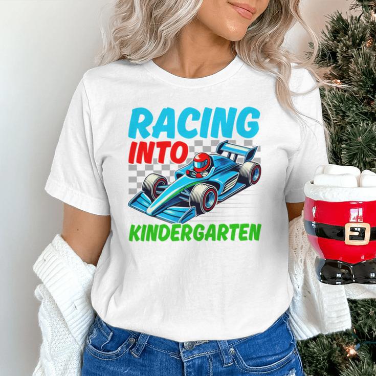 Racing Into Kindergarten Race Car Driver Back To School Performance Unisex T-Shirt Racing Into Kindergarten Race Car Driver Back To School Performance Unisex T-Shirt