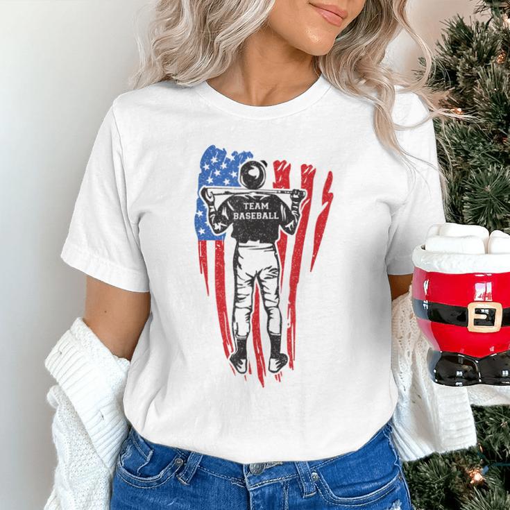 US Flag Baseball Player Batter Sport Lover Team Coach Family Unisex T-Shirt US Flag Baseball Player Batter Sport Lover Team Coach Family Unisex T-Shirt