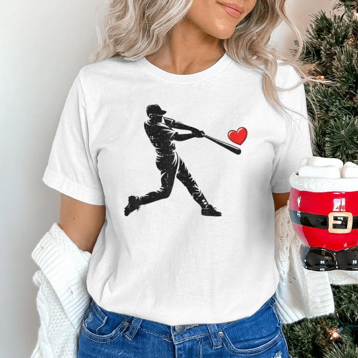 Valentines Day Baseball Batter Silhouette Heart Men Boys Kid Unisex T-Shirt