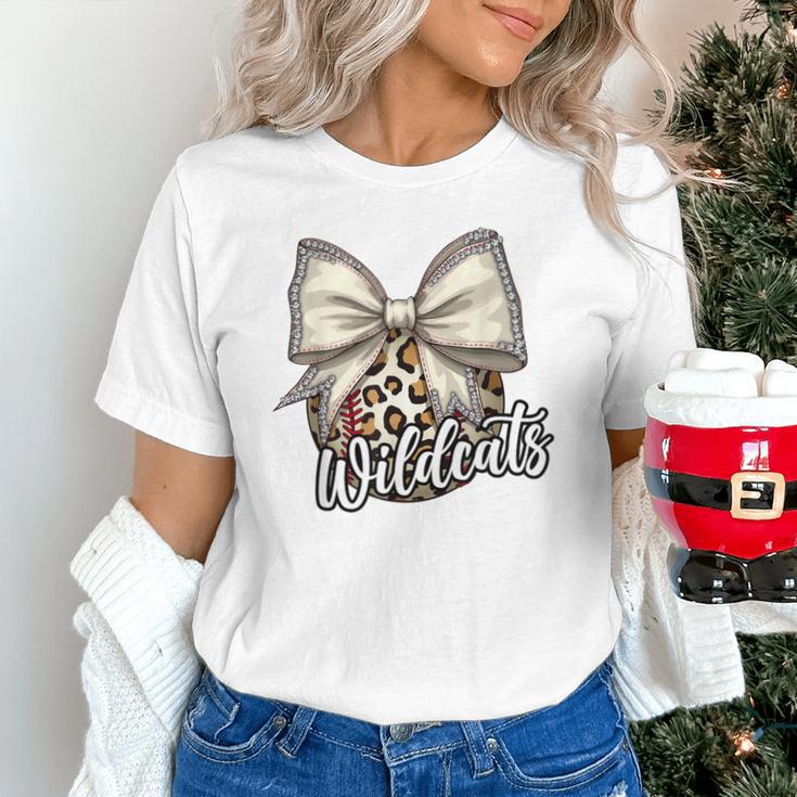 Wildcats Baseball Leopard Print Coquette Bow Mascot Game Day Unisex T-Shirt Wildcats Baseball Leopard Print Coquette Bow Mascot Game Day Unisex T-Shirt