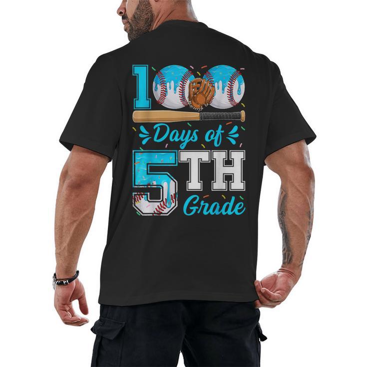 100 Days Of 5th Grade Baseball 100th Day Of School Boys Kids Men's Back Print T-Shirt