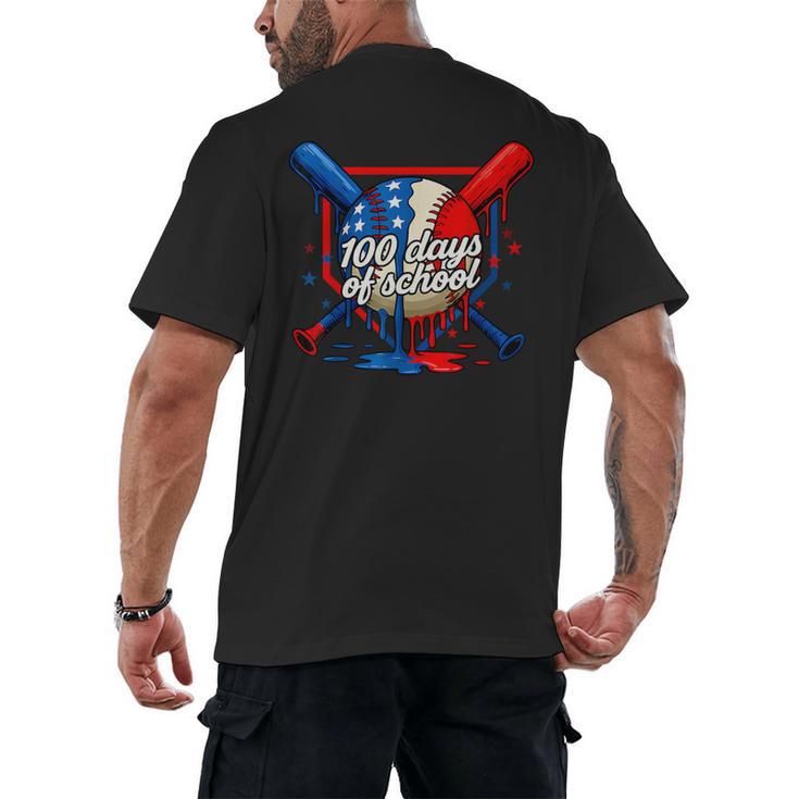 100 Days Of School 100th Day Youth Drip Baseball Boys Kid Men's Back Print T-Shirt