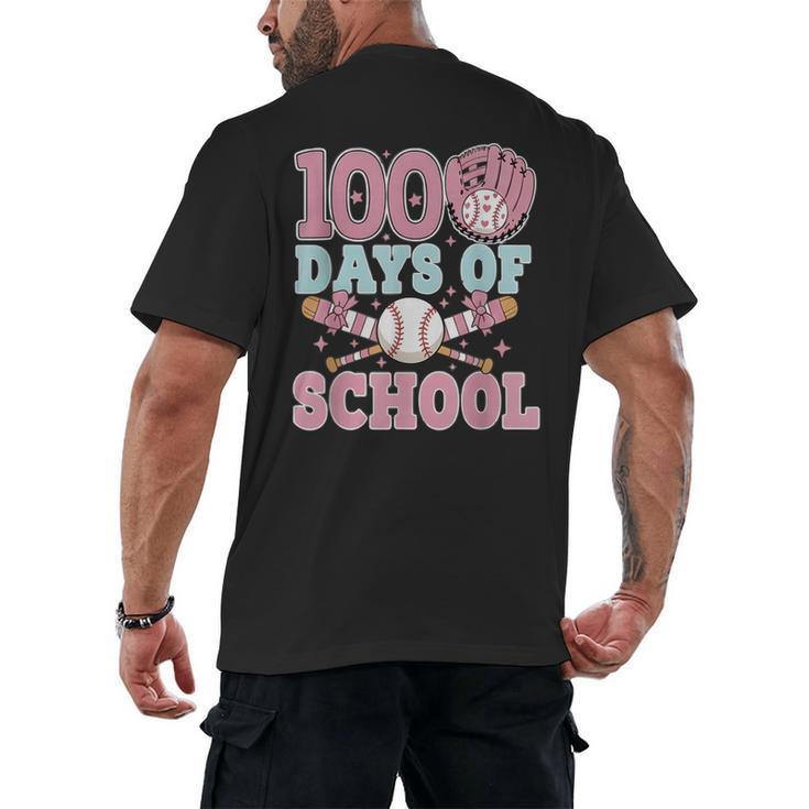 100 Days Of School Baseball 100th Day Of School Girls Men's Back Print T-Shirt