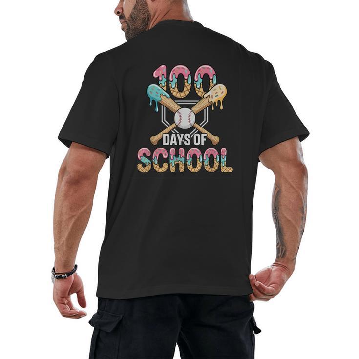 100 Days Of School Baseball 100th Day Of School Men's Back Print T-Shirt
