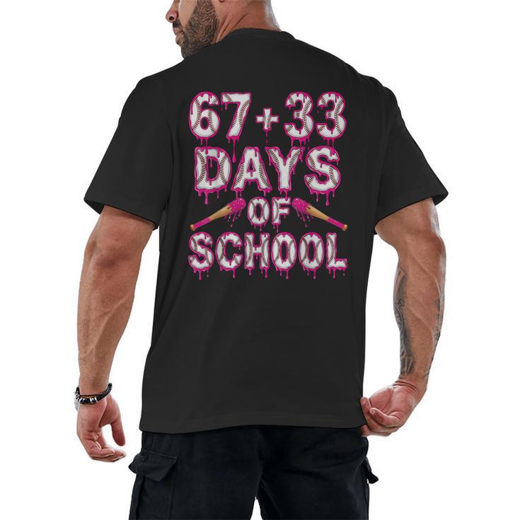 100 Days Of School Baseball Boys Six Seven Drip 100th Day Men's Back Print T-Shirt