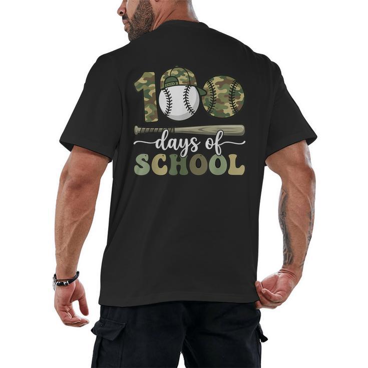 100 Days Of School Baseball Camo Art For Boys Kids Students Men's Back Print T-Shirt