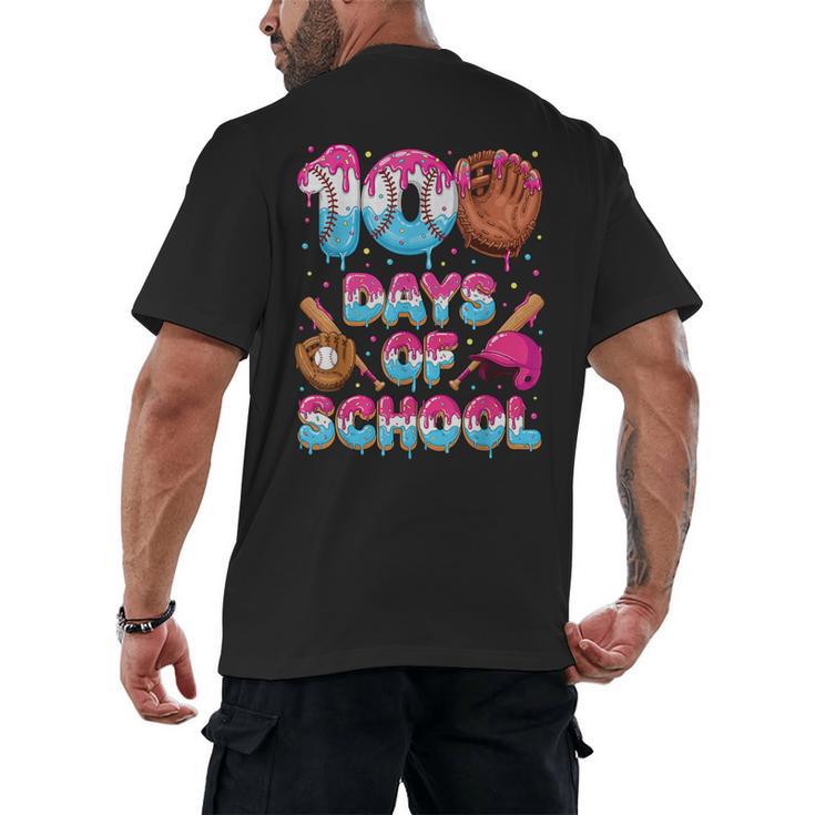 100 Days Of School Baseball Donut Dripping Teacher Boys Kids Men's Back Print T-Shirt