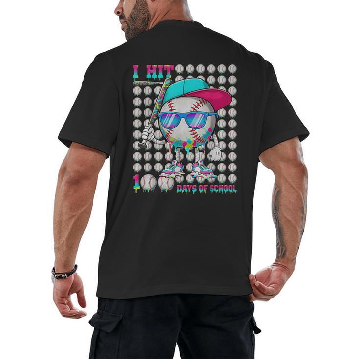 100 Days Of School Baseball Drip Ice Cream Boys Kids Men's Back Print T-Shirt