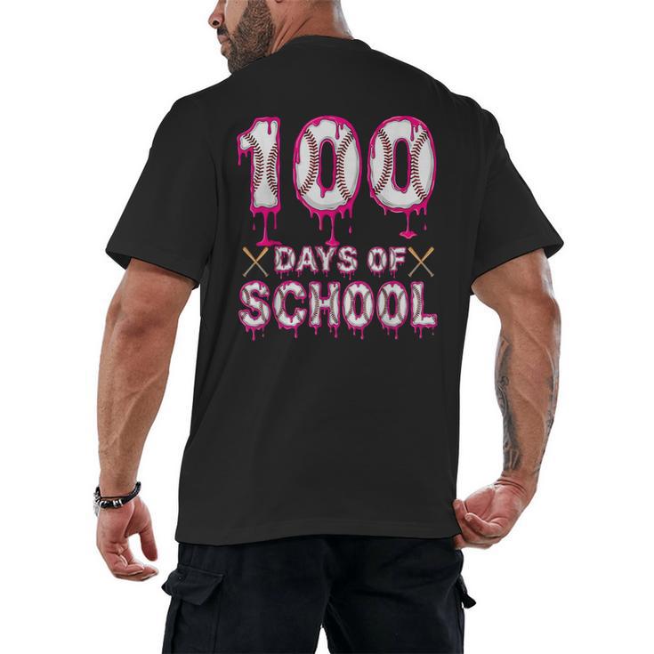 100 Days Of School Baseball Ice Cream Drip 100th Day Boys Men's Back Print T-Shirt