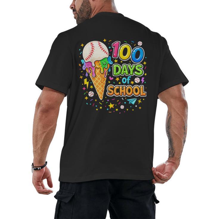 100 Days Of School Baseball Ice Cream Drip Boys Kids Player Men's Back Print T-Shirt