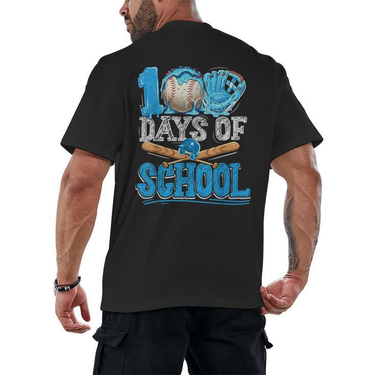 100 Days Of School Baseball Ice Cream Drip Student Kids Boys Men's Back Print T-Shirt