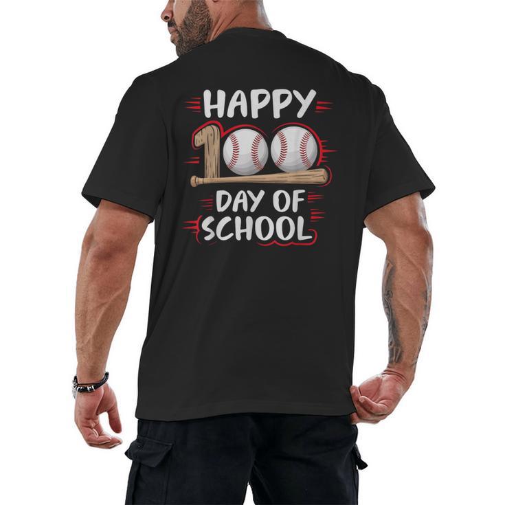 100 Days Of School Baseball Theme Kids Teens Boys 100th Day Men's Back Print T-Shirt