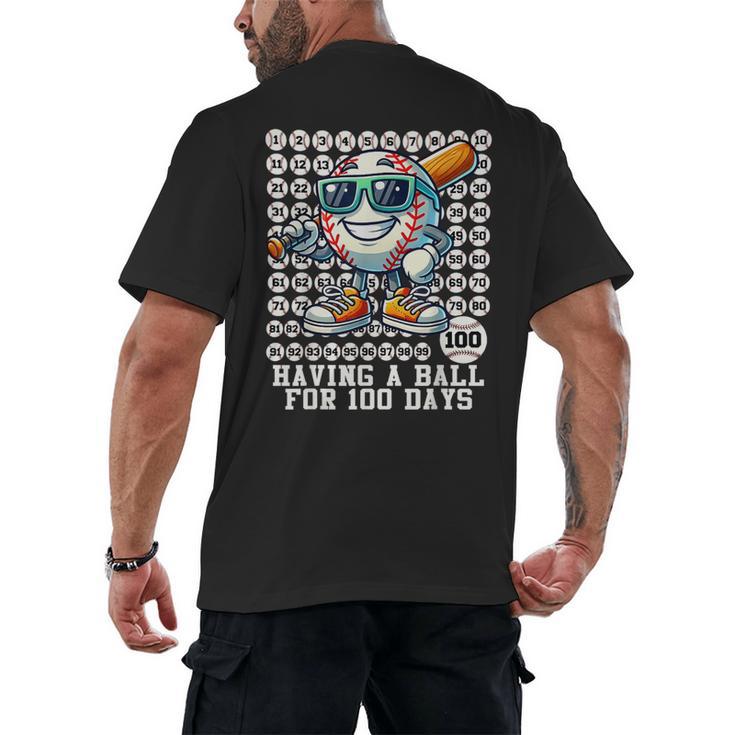 100 Days Of School Boys Baseball 100th Day Of School Kids Men's Back Print T-Shirt