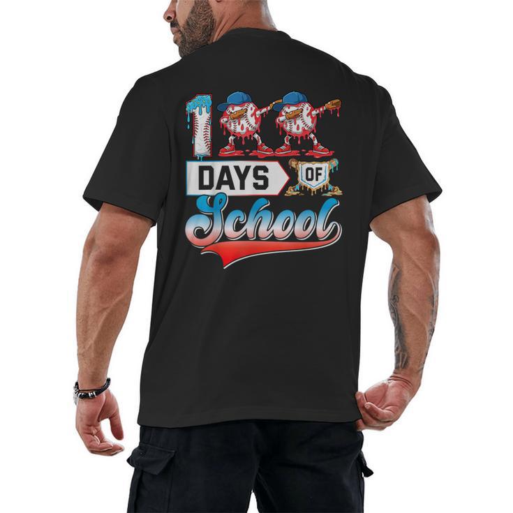 100 Days Of School Boys Baseball Drip 100th Day Dabbing Ball Men's Back Print T-Shirt