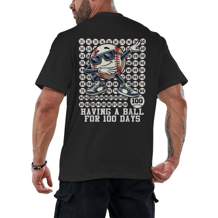 100 Days Of School Boys Dabbing Baseball 100th Day Of School Men's Back Print T-Shirt