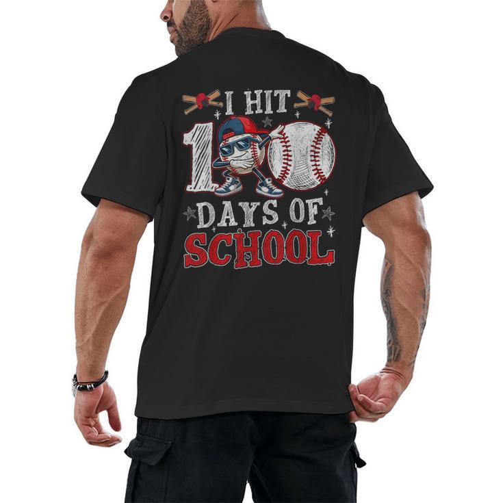 100 Days Of School Dabbing Baseball Hit Student Kids Boys Men's Back Print T-Shirt