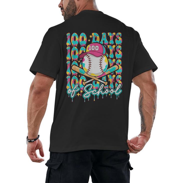 100 Days Of School Drip Baseball 100th Day Baseball School Men's Back Print T-Shirt