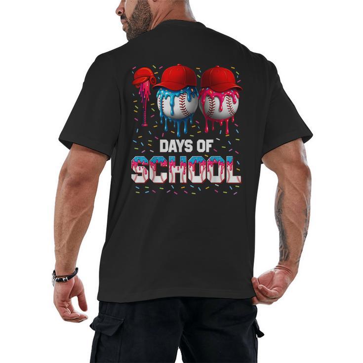100 Days Of School Dripping Baseball 100th Day Teacher Boy Men's Back Print T-Shirt