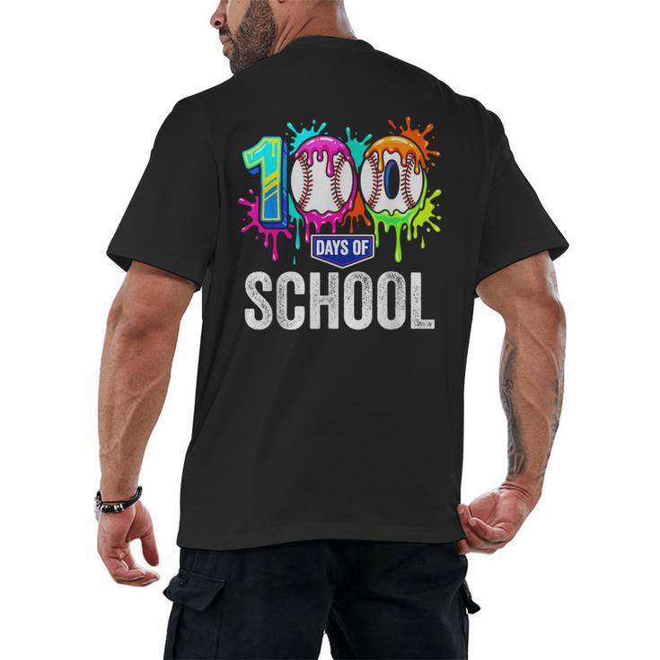 100 Days Of School Dripping Baseball Boys Kids Teacher Men's Back Print T-Shirt
