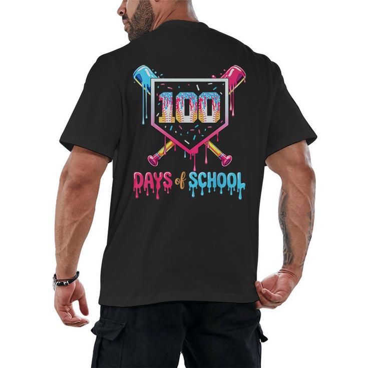 100 Days Of School Ice Cream Drip Baseball 100 Days Smarter Men's Back Print T-Shirt
