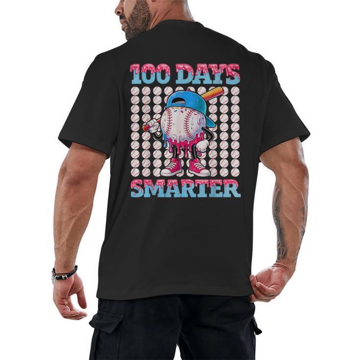 100 Days Smarter Baseball Drip Boys 100 Days Of School Kids Men's Back Print T-Shirt