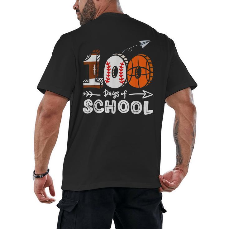 100th Day Of School Basketball Baseball Football Kids Boys Men's Back Print T-Shirt