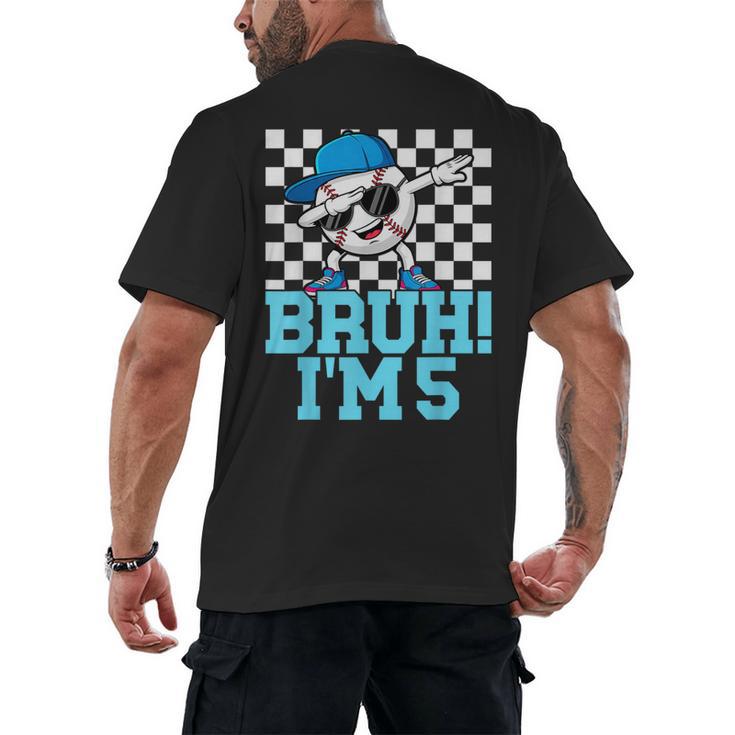 5th Birthday Dabbing Baseball Boys Bruh I'm 5 Year Old Men's Back Print T-Shirt
