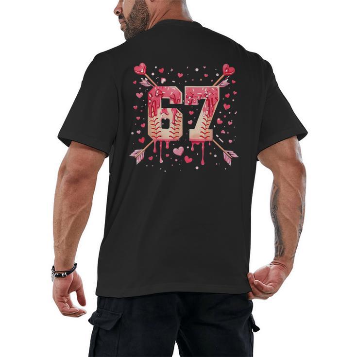 6 7 Melting Number Arrow Baseball Drip Valentine's Day Men's Back Print T-Shirt