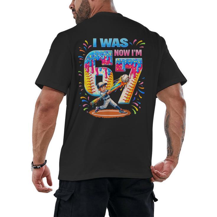 I Was 6 Now I'm 7 Baseball Birthday Boy For Teens Kids Men's Back Print T-Shirt