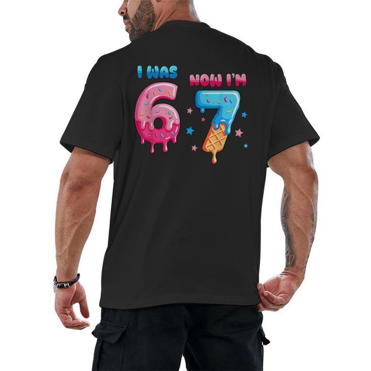 I Was 6 Now I'm 7 Birthday Baseball Drip For Boys Kid Men's Back Print T-Shirt