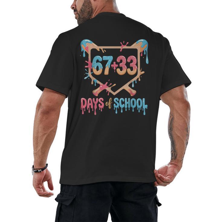 67 33 Days Of School Baseball Drip 100 Days Of School Men's Back Print T-Shirt