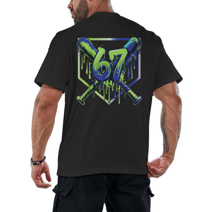 67 Baseball Drip Effect Urban Tee Style 6-7 Meme Graphic Men's Back Print T-Shirt