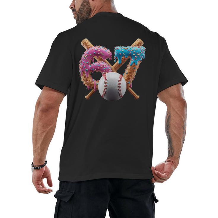 67 Baseball Ice Cream Drip Kids Youth Men's Back Print T-Shirt