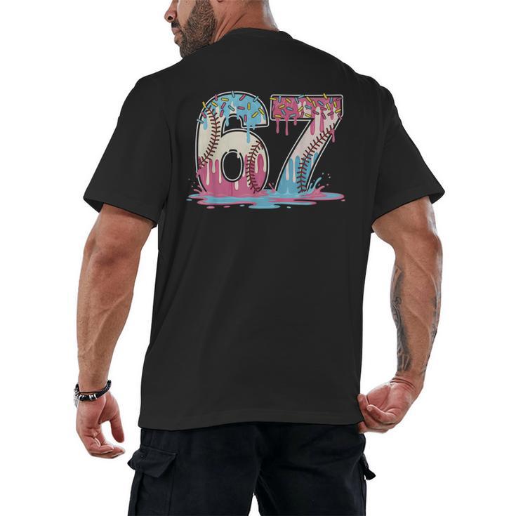 67 Baseball Ice Cream Drip Meme Six Seven Gen Alpha Men's Back Print T-Shirt