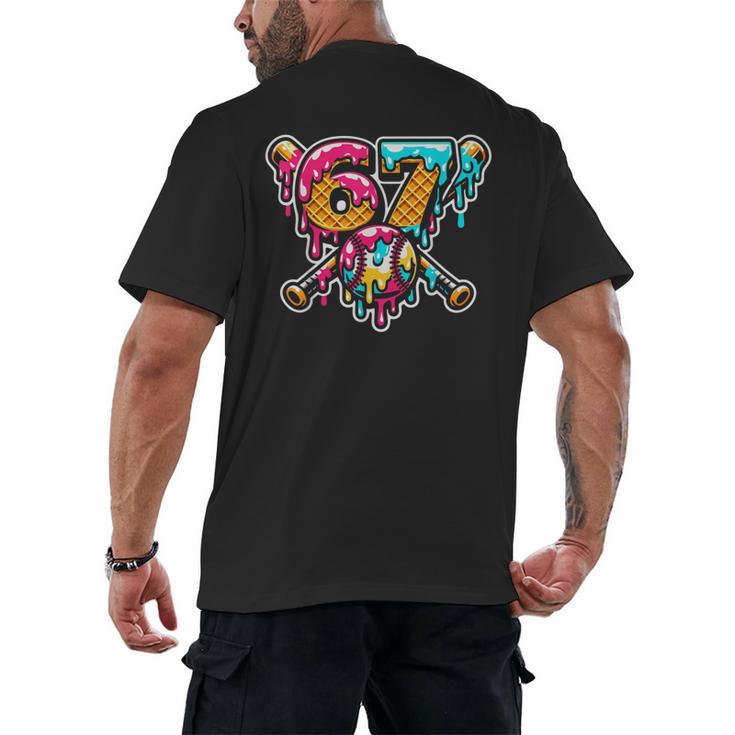 67 Baseball Ice Cream Drip Number Men's Back Print T-Shirt