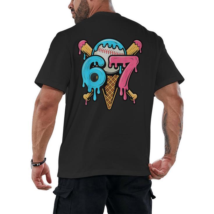 67 Baseball Ice Cream Drip Player Men's Back Print T-Shirt 67 Baseball Ice Cream Drip Player Men's Back Print T-Shirt