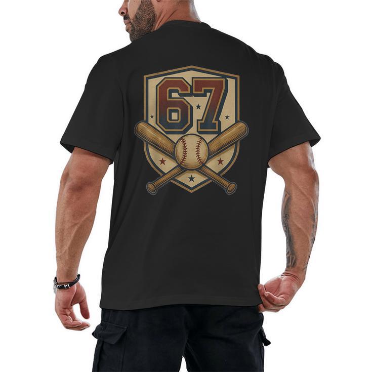 67 Baseball Meme Vintage Sports Crest Retro 67 Player Men's Back Print T-Shirt
