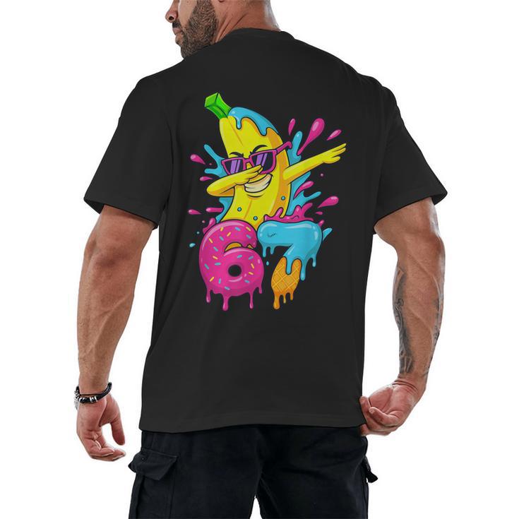 67 Dabbing Banana Baseball 6 7 Dripping Ice Cream Meme Men's Back Print T-Shirt
