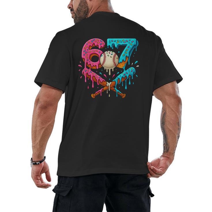 67 Ice Cream Drip Baseball Meme – Six Seven Gen Alpha Men's Back Print T-Shirt
