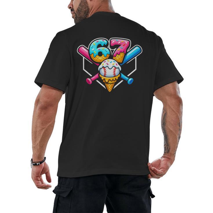 67 Ice Cream Drip Baseball Meme Six Seven Gen Alpha Slang Men's Back Print T-Shirt