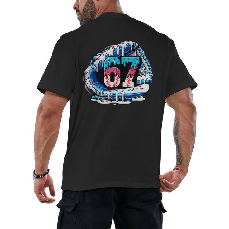 67 Meme Slang Baseball Glove Drip Ice Cream Six Seven 6 7 Men's Back Print T-Shirt