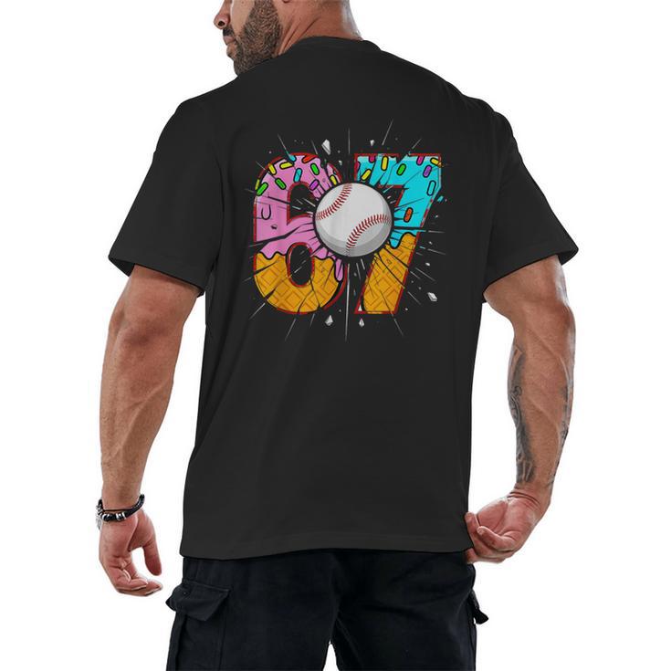 67 Six Seven 6 7 Boys 67 Baseball Ice Cream Drip 6 7 Men's Back Print T-Shirt