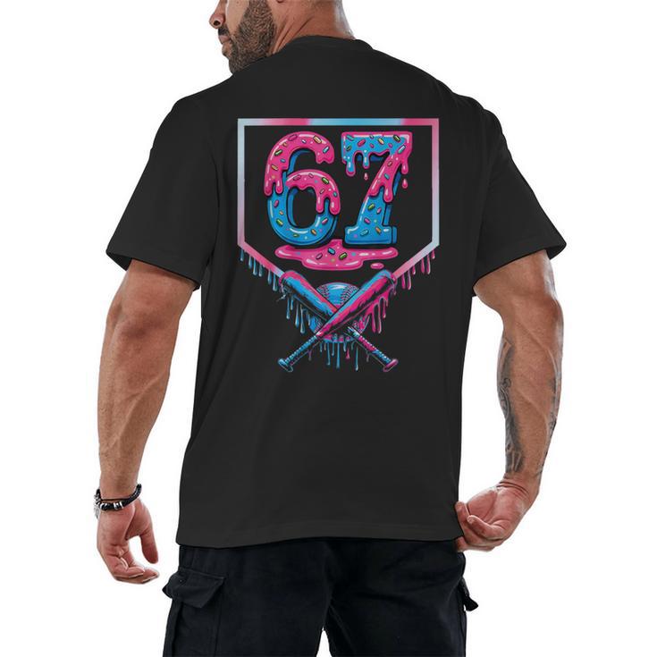 67 Six Seven Baseball Ice Cream Drip Cool Meme 67 Men's Back Print T-Shirt