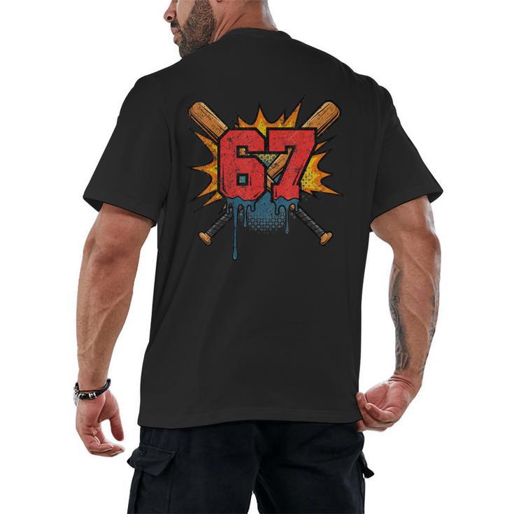 67 Sports Meme – Baseball Bats Number 6 7 Men's Back Print T-Shirt