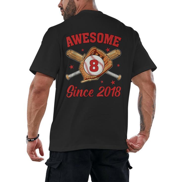 8 Year Old Boys Awesome Since 2018 Baseball Birthday Men's Back Print T-Shirt