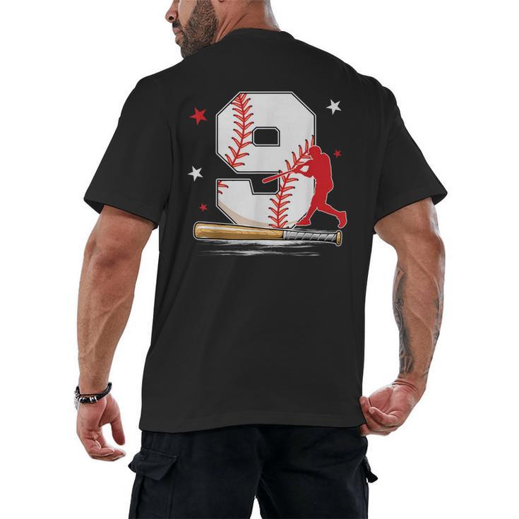 9 Years Old Baseball Birthday Boy 9th Bday Party Men's Back Print T-Shirt